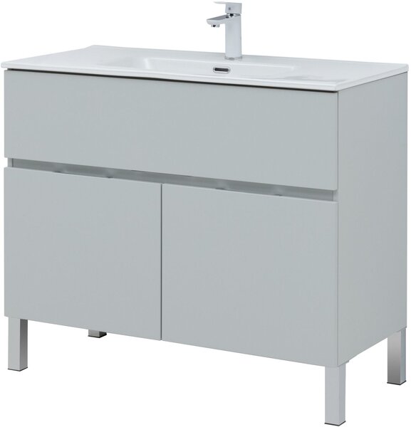 Тумба с раковиной Aquanet Алвита New 100 1 ящик, 2 дверцы, серый