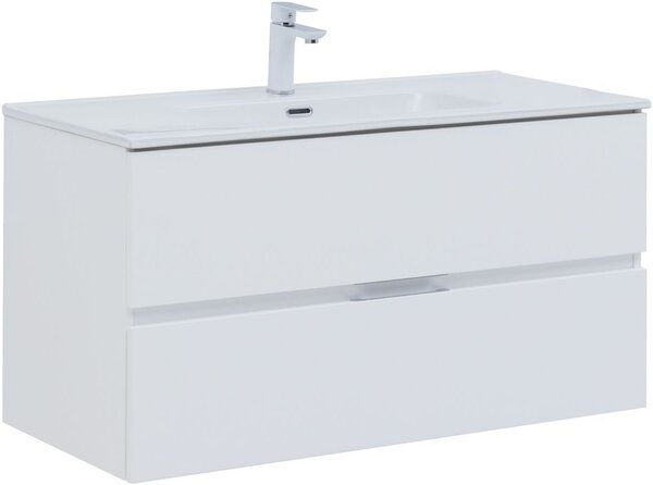 Тумба с раковиной Aquanet Алвита New 100 2 ящика, белый матовый