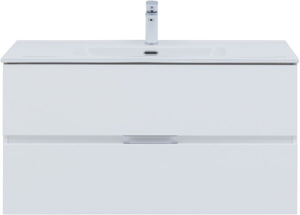 Тумба с раковиной Aquanet Алвита New 100 2 ящика, белый матовый