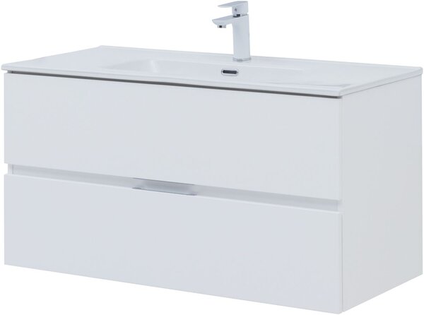 Тумба с раковиной Aquanet Алвита New 100 2 ящика, белый матовый