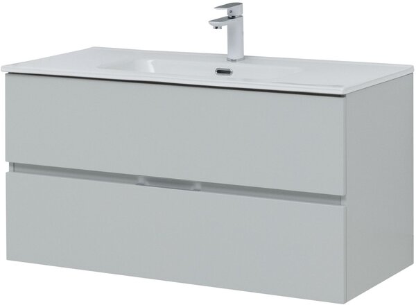 Тумба с раковиной Aquanet Алвита New 100 2 ящика, серый