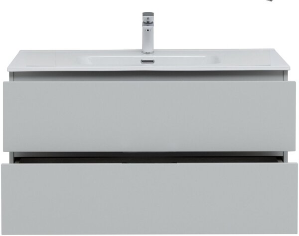 Тумба с раковиной Aquanet Алвита New 100 2 ящика, серый
