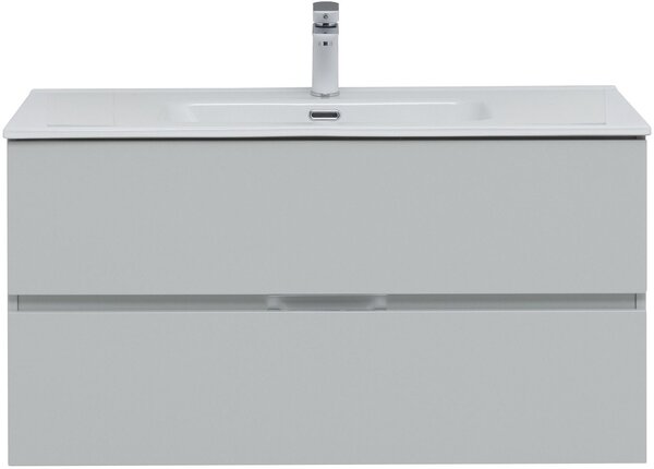 Тумба с раковиной Aquanet Алвита New 100 2 ящика, серый