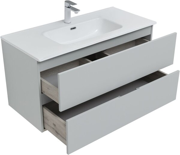 Тумба с раковиной Aquanet Алвита New 100 2 ящика, серый
