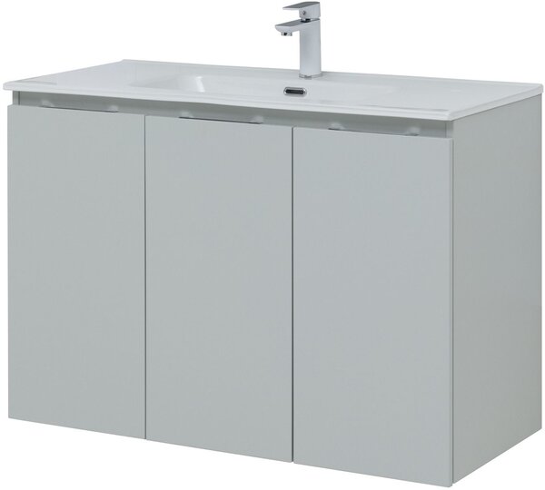 Тумба с раковиной Aquanet Алвита New 100 3 дверцы, серый