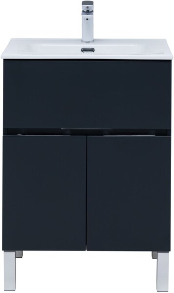 Тумба с раковиной Aquanet Алвита New 60 1 ящик, 2 дверцы, антрацит