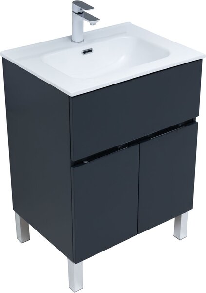 Тумба с раковиной Aquanet Алвита New 60 1 ящик, 2 дверцы, антрацит