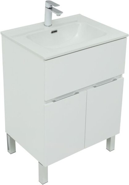 Тумба с раковиной Aquanet Алвита New 60 1 ящик, 2 дверцы, белый матовый