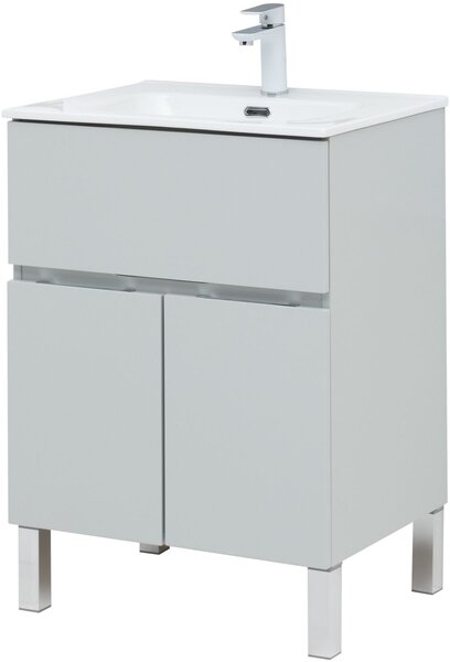 Тумба с раковиной Aquanet Алвита New 60 1 ящик, 2 дверцы, серый