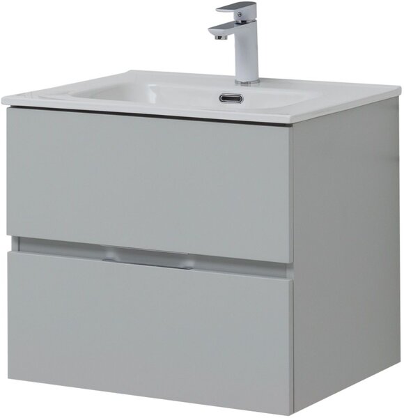 Тумба с раковиной Aquanet Алвита New 60 2 ящика, серый