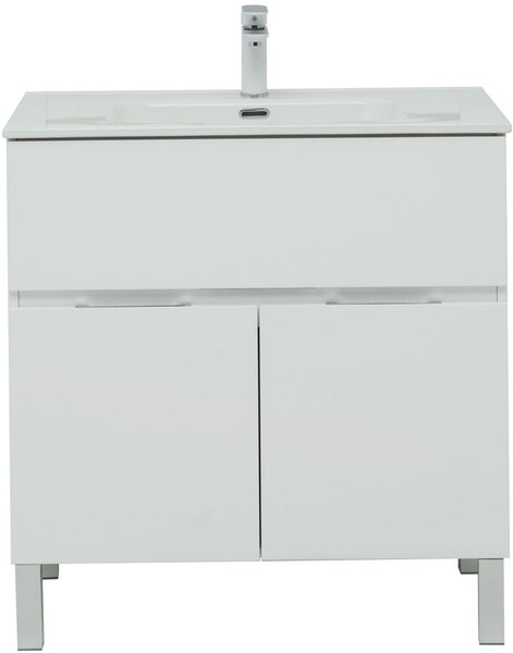 Тумба с раковиной Aquanet Алвита New 80 1 ящик, 2 дверцы, белый матовый