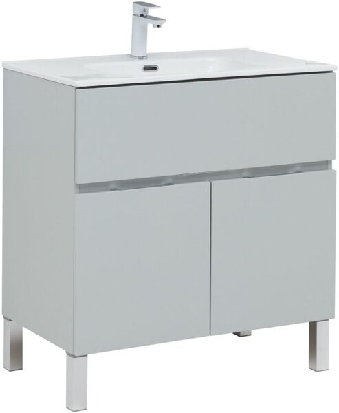 Тумба с раковиной Aquanet Алвита New 80 1 ящик, 2 дверцы, серый