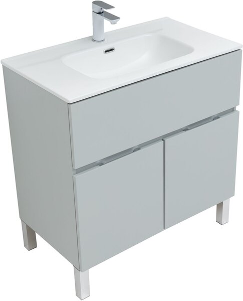 Тумба с раковиной Aquanet Алвита New 80 1 ящик, 2 дверцы, серый