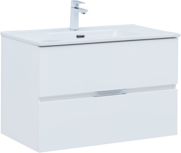 Тумба с раковиной Aquanet Алвита New 80 2 ящика, белый матовый