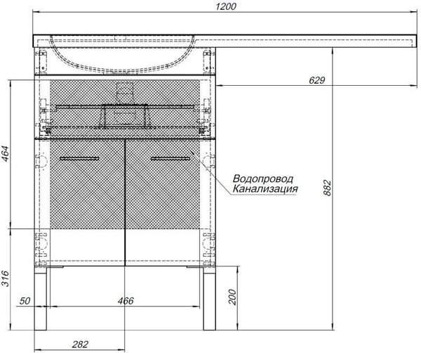 Тумба с раковиной Aquanet Верона 120 L белый (напольная, 1 ящик, 2 дверцы)