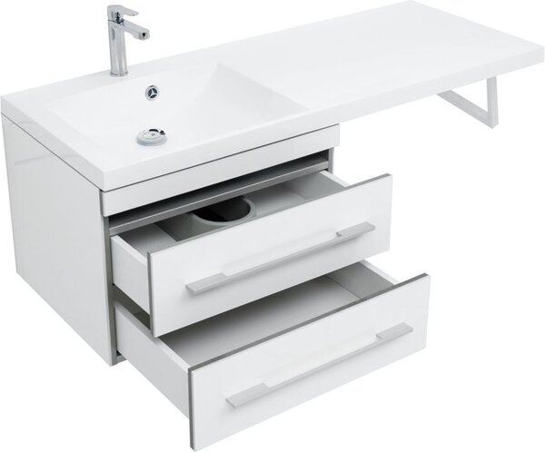 Тумба с раковиной Aquanet Верона 120 L белый (подвесная, 2 ящика)