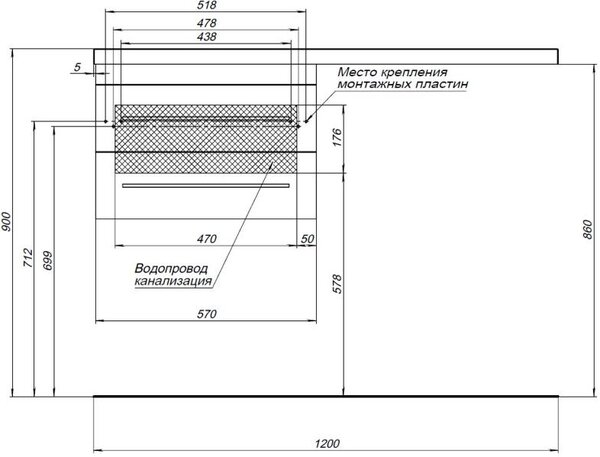 Тумба с раковиной Aquanet Верона 120 L белый (подвесная, 2 ящика)