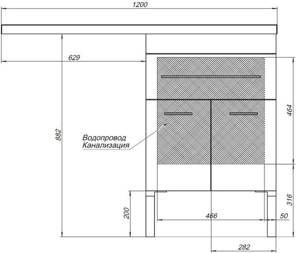 Тумба с раковиной Aquanet Верона 120 R белый (напольная, 1 ящик, 2 дверцы)
