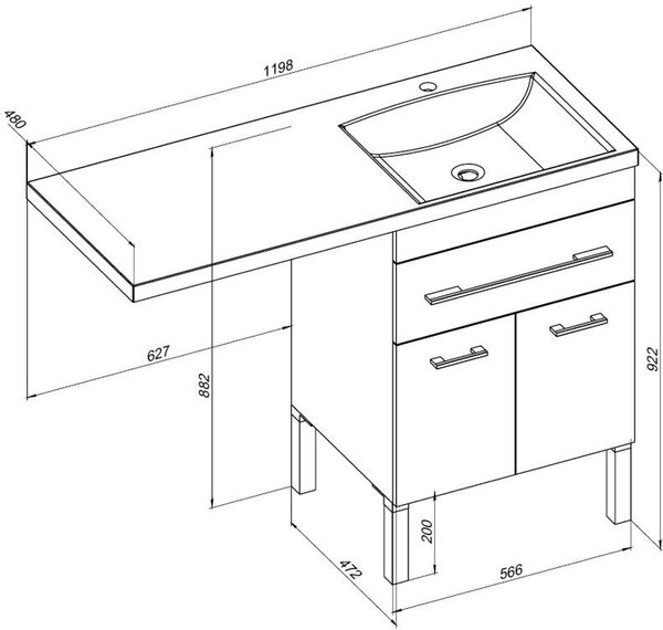 Тумба с раковиной Aquanet Верона 120 R белый (напольная, 1 ящик, 2 дверцы)