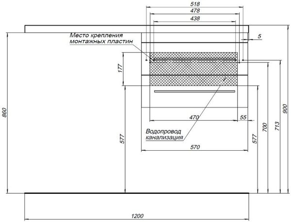Тумба с раковиной Aquanet Верона 120 R белый (подвесная, 2 ящика)
