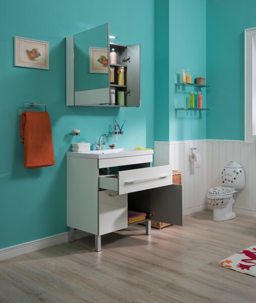 Тумба с раковиной Aquanet Верона NEW 75 белый (напольная 1 ящик 2 дверцы)
