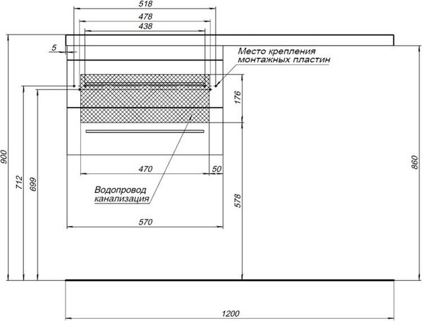 Тумба с раковиной Aquanet Нота 120 L белый