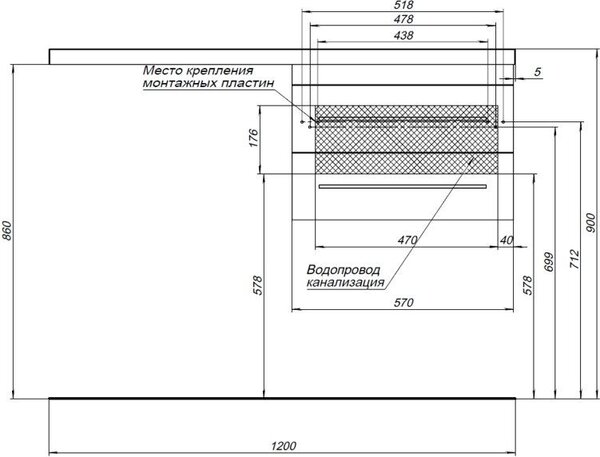 Тумба с раковиной Aquanet Нота 120 R белый