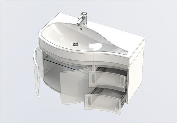 Тумба с раковиной Aquanet Сопрано 95 L белый (2 дверцы 2 ящика)