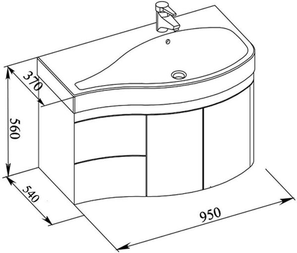 Тумба с раковиной Aquanet Сопрано 95 R белый (2 дверцы 2 ящика)