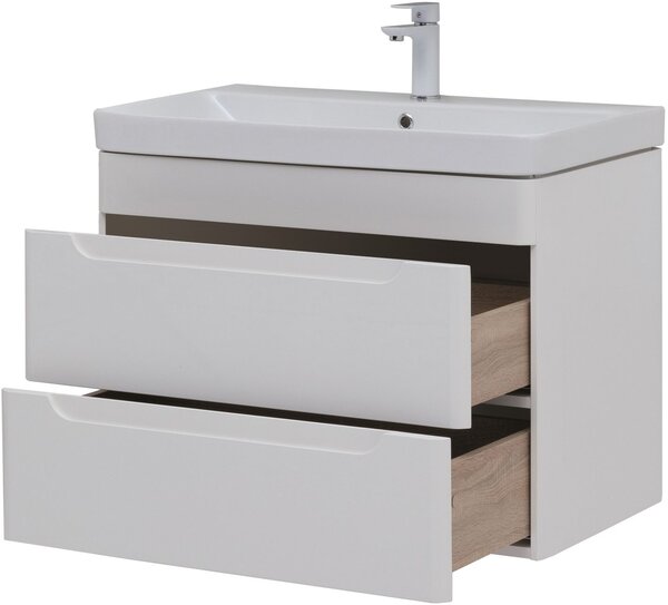Тумба с раковиной Aquanet София 80 белый глянец (2 ящика)