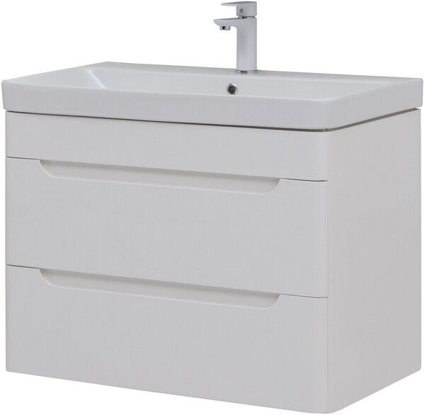 Тумба с раковиной Aquanet София 80 белый глянец (2 ящика)