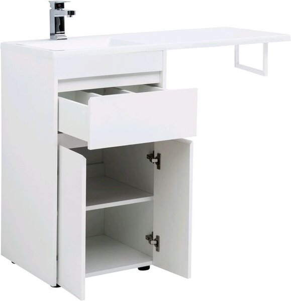 Тумба с раковиной Aquanet Токио 110 L белый (напольная, 1 ящик, 2 дверцы)