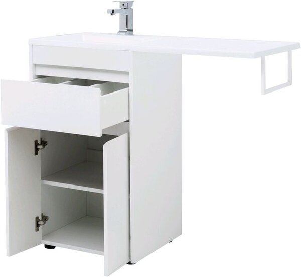 Тумба с раковиной Aquanet Токио 110 L белый (напольная, 1 ящик, 2 дверцы)