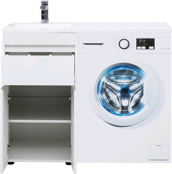 Тумба с раковиной Aquanet Токио 110 L белый (напольная, 1 ящик, 2 дверцы)