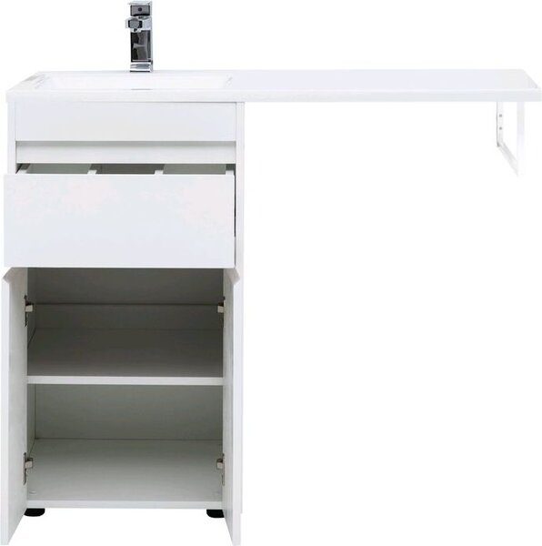 Тумба с раковиной Aquanet Токио 110 L белый (напольная, 1 ящик, 2 дверцы)