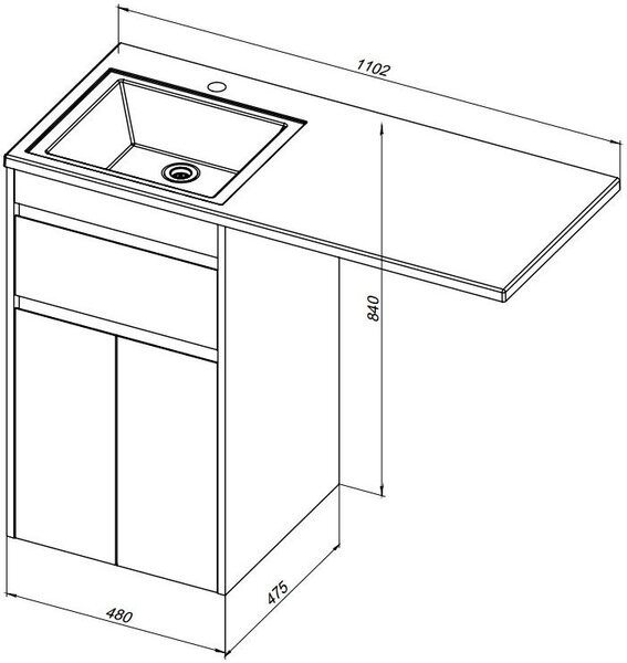 Тумба с раковиной Aquanet Токио 110 L белый (напольная, 1 ящик, 2 дверцы)