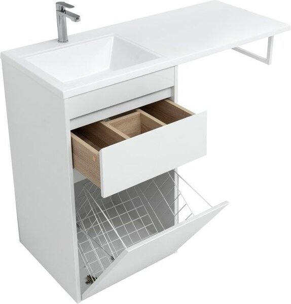 Тумба с раковиной Aquanet Токио 110 L белый (напольная, 1 ящик)