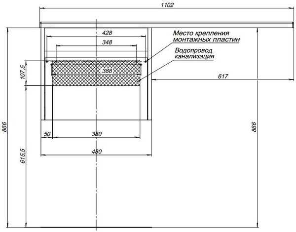 Тумба с раковиной Aquanet Токио 110 L белый (подвесная, 1 ящик)