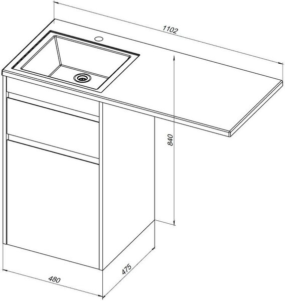 Тумба с раковиной Aquanet Токио 110 R белый (напольная, 1 ящик)