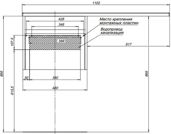 Тумба с раковиной Aquanet Токио 110 R белый (подвесная, 1 ящик)