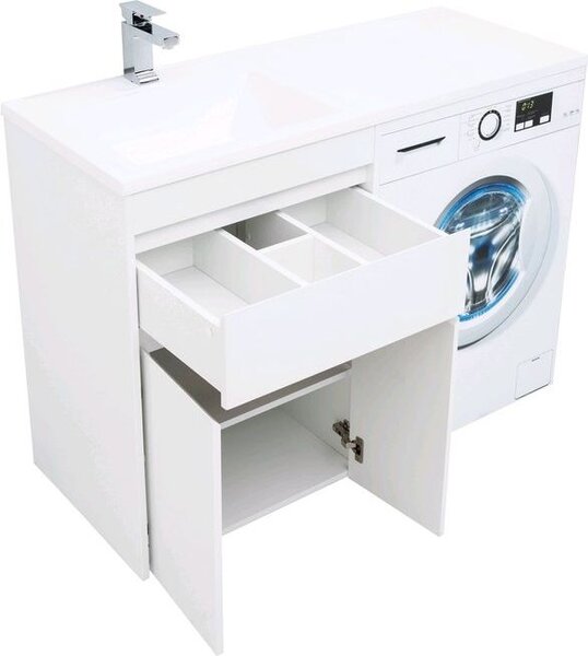 Тумба с раковиной Aquanet Токио 120 L белый (напольная, 1 ящик, 2 дверцы)