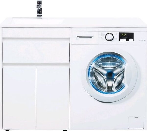 Тумба с раковиной Aquanet Токио 120 L белый (напольная, 1 ящик, 2 дверцы)