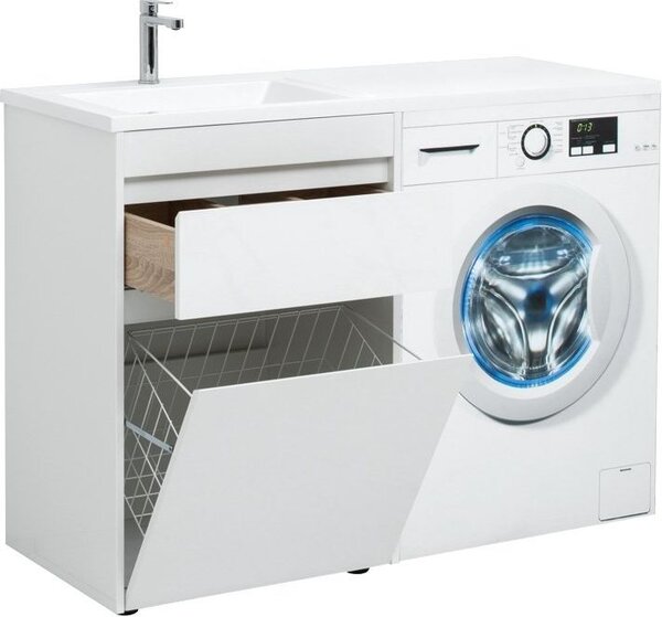Тумба с раковиной Aquanet Токио 120 L белый (напольная, 1 ящик)