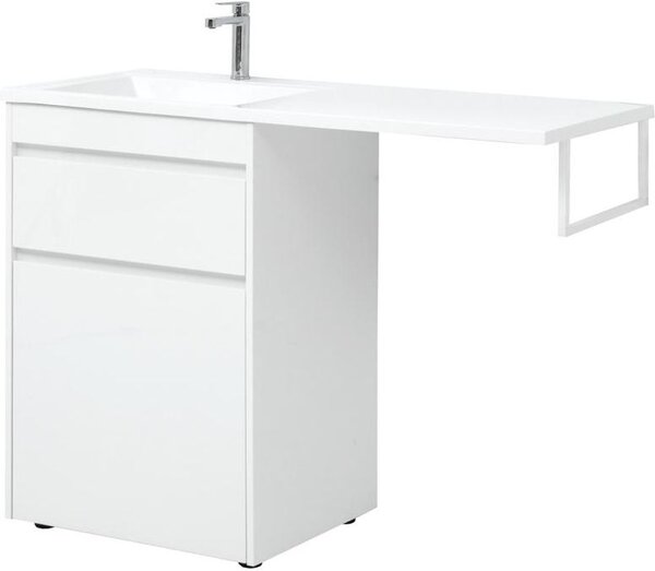 Тумба с раковиной Aquanet Токио 120 L белый (напольная, 1 ящик)