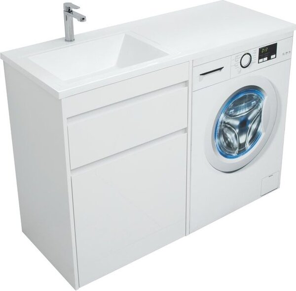 Тумба с раковиной Aquanet Токио 120 L белый (напольная, 1 ящик)