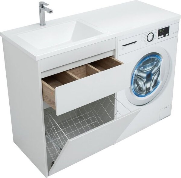 Тумба с раковиной Aquanet Токио 120 L белый (напольная, 1 ящик)