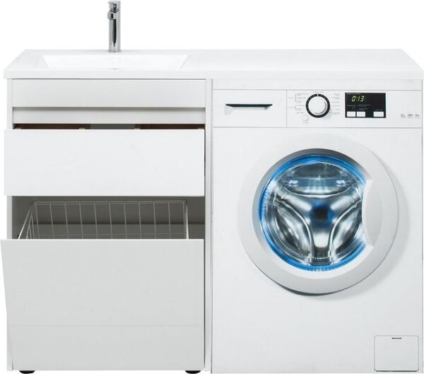Тумба с раковиной Aquanet Токио 120 L белый (напольная, 1 ящик)