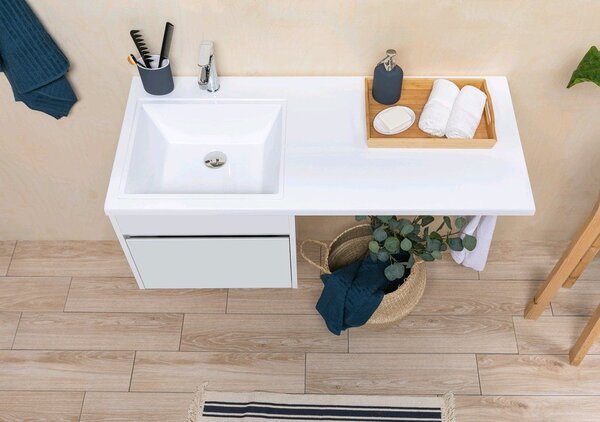 Тумба с раковиной Aquanet Токио 120 L белый (подвесная, 1 ящик)