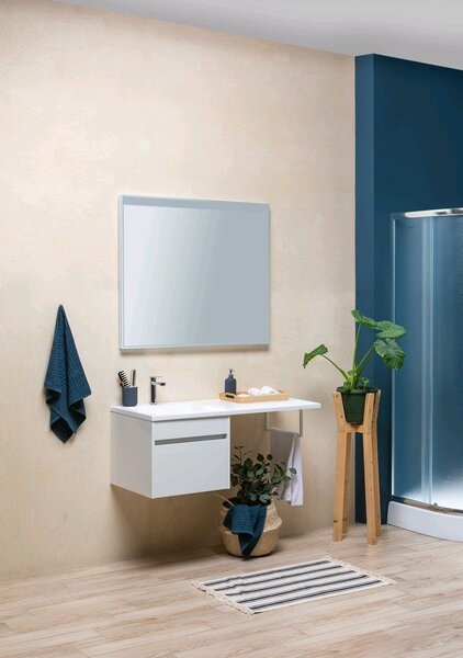 Тумба с раковиной Aquanet Токио 120 L белый (подвесная, 1 ящик)