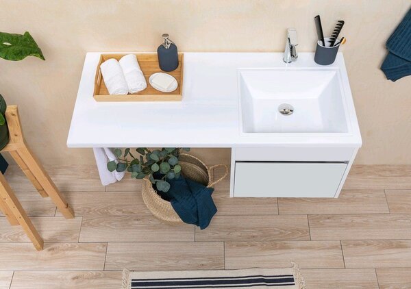 Тумба с раковиной Aquanet Токио 120 R белый (подвесная, 1 ящик)